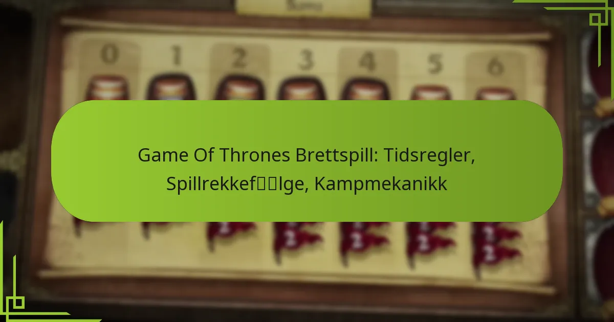 Game Of Thrones Brettspill: Tidsregler, Spillrekkefølge, Kampmekanikk